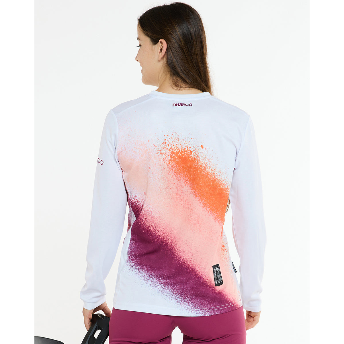 Maillot DHARCO GRAVITY FIREBIRD Manches Longues Femme Blanc/Orange