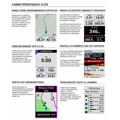 Compteur GPS GARMIN EDGE MTB — fonctions de navigation et d’entraînement pour VTT