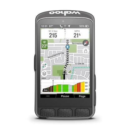 Compteur GPS WAHOO ELEMNT ACE — vue de face, navigation et données de parcours