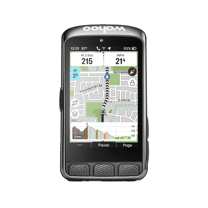 Compteur GPS WAHOO ELEMNT ACE — vue de face, navigation cartographique