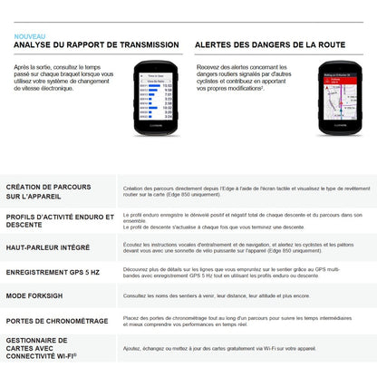 Garmin Edge 550 et Edge 850 — fonctions de cartographie et de sécurité