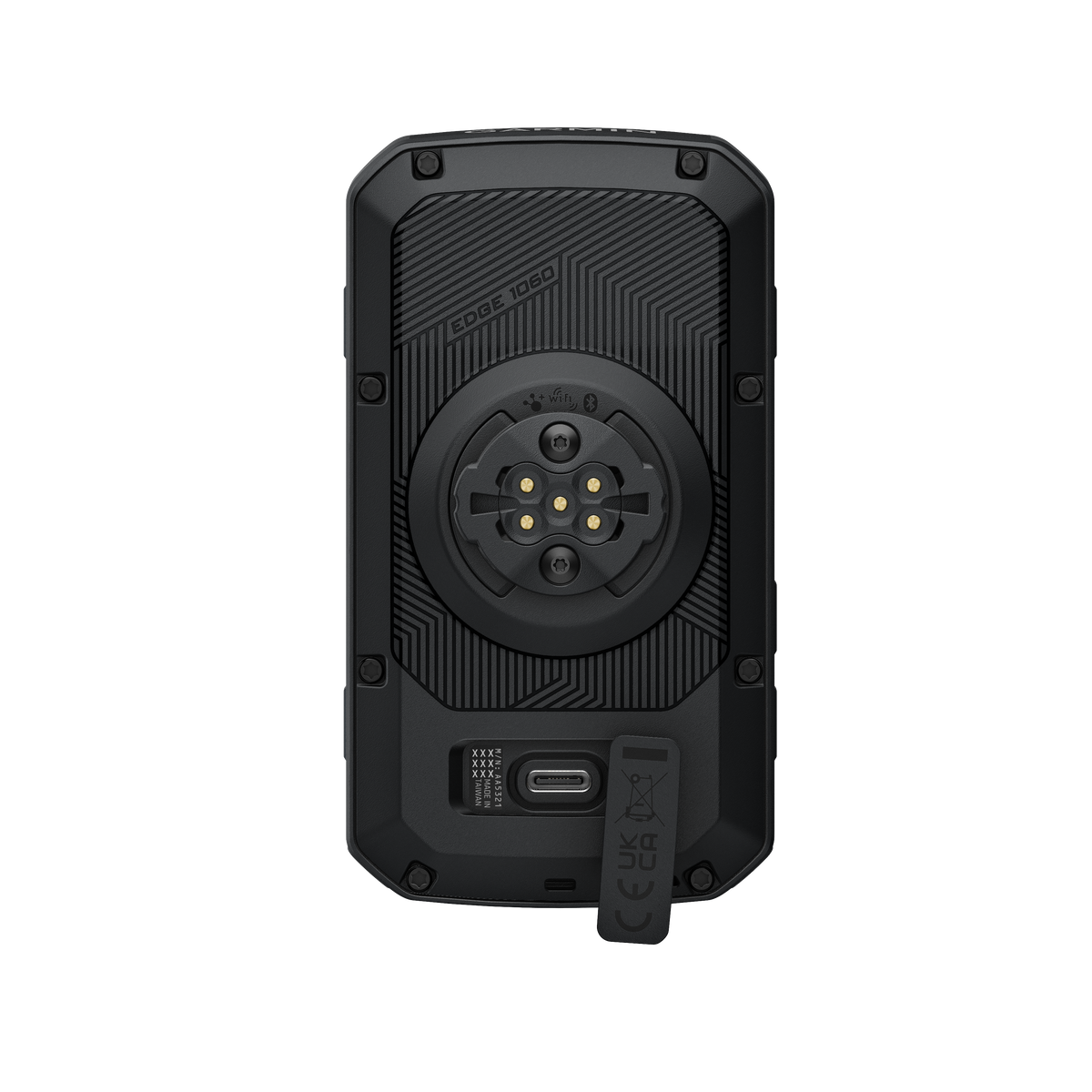 Compteur GPS GARMIN EDGE 1060 — dos du GPS, fixation et connectique