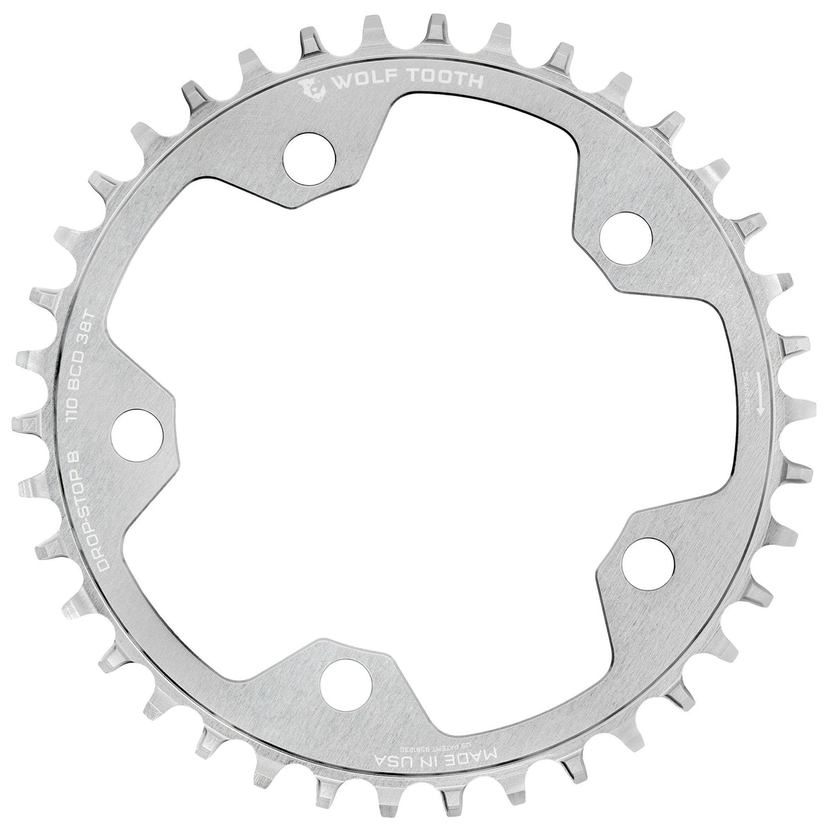 Plateau Mono WOLF TOOTH DROP-STOP B GRAVEL/CX 110mm Raw Silver