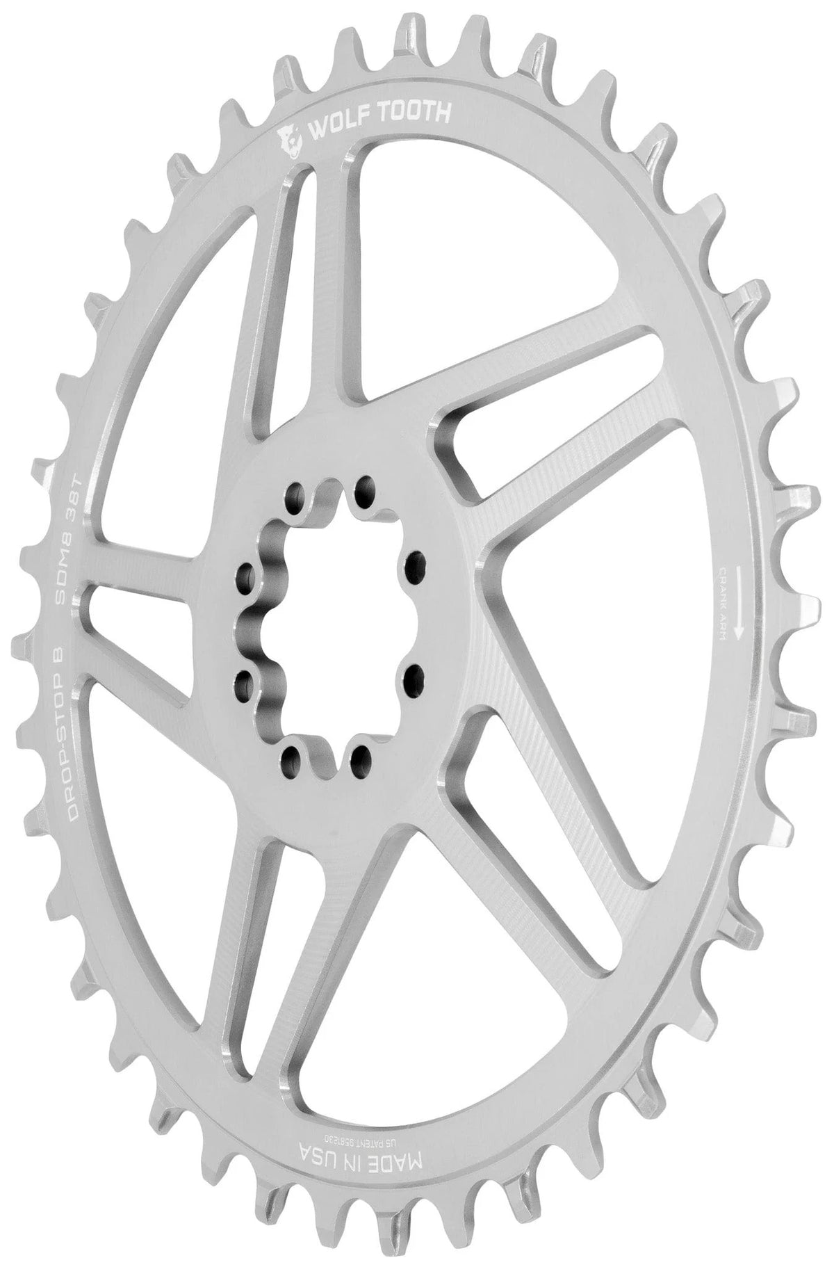 Plateau Mono WOLF TOOTH DROP-STOP B GRAVEL DM 8 Vis Sram Raw Silver
