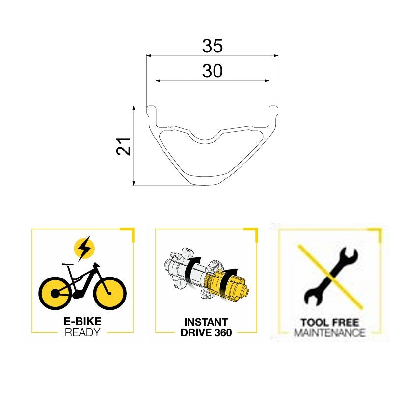 Roue Avant MAVIC E-CROSSRIDE 1 29" 30mm 15x110mm Boost