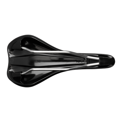 Selle BURGTEC THE CLOUD MK2 Rails Cro-Mo Noir — vue de dessous et rails Cro-Mo