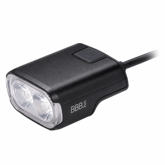 Éclairage Avant BBB E-STRIKE URBAN 2000 avec Commande Filaire — vue produit sur fond blanc