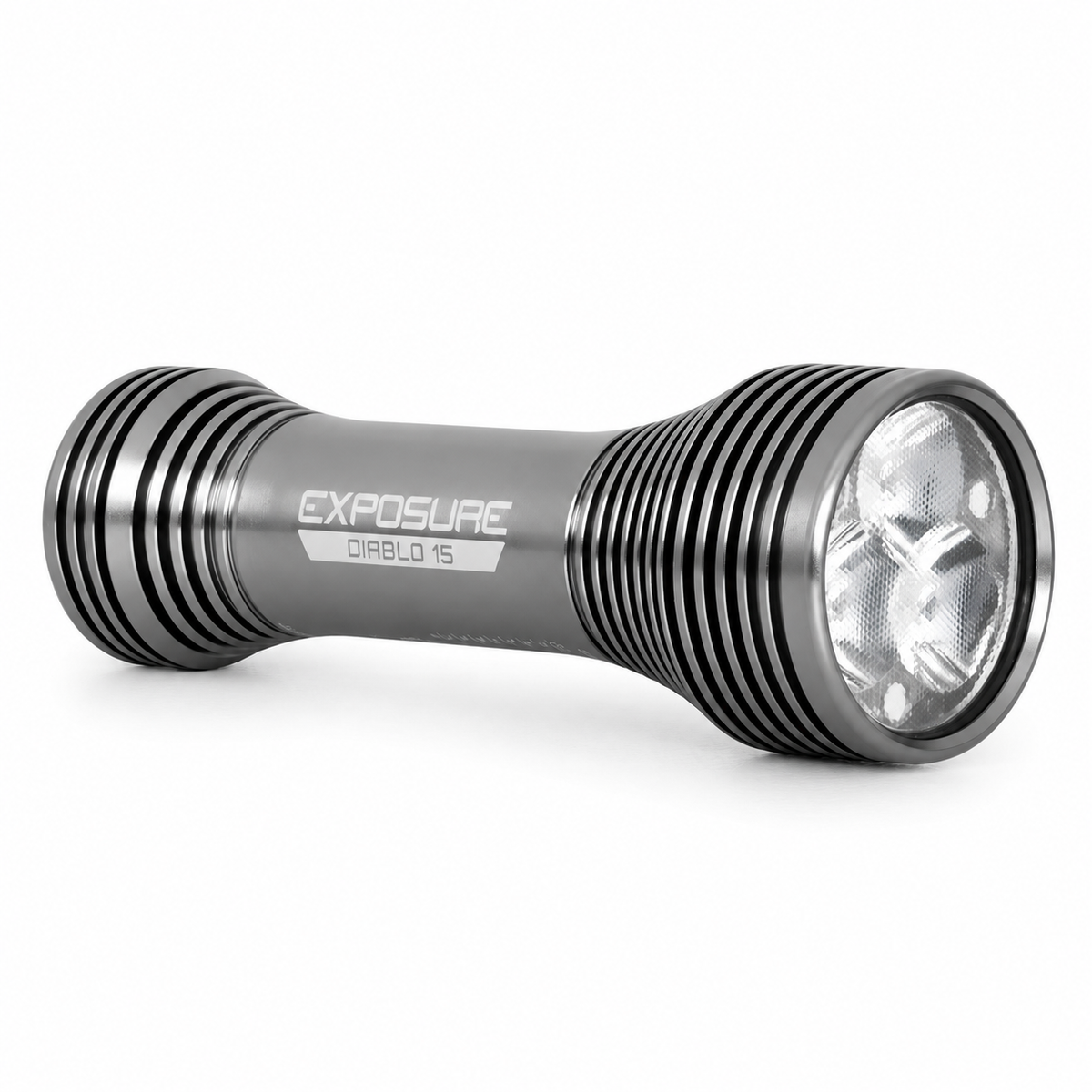 Éclairage Avant EXPOSURE LIGHTS DIABLO 15 avec Support de Casque — vue produit sur fond blanc