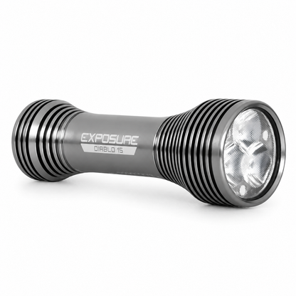 Éclairage Avant EXPOSURE LIGHTS DIABLO 15 avec Support de Casque — vue produit sur fond blanc