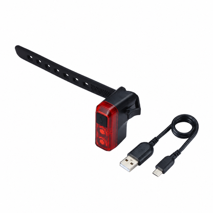 Eclairage Arrière BBB SALUTE — lampe, fixation et câble de recharge