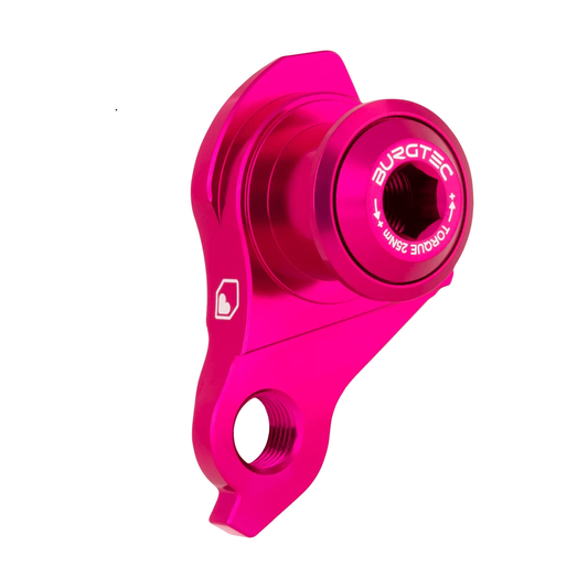 Patte de Dérailleur BURGTEC UDH Rose — vue produit sur fond blanc