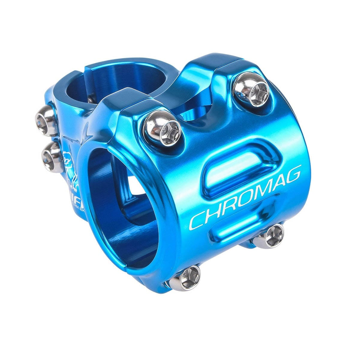 Potence CHROMAG HIFI V2 0° Bleu — vue principale sur fond blanc