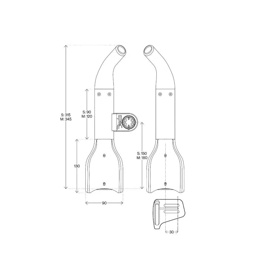 Prolongateurs de Cintre DEDA JET2 HYDRO Alu 345mm Taille M